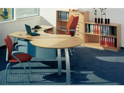 Ultima - Beech Crescent Desk 270 Degree Meeting Point and Storage